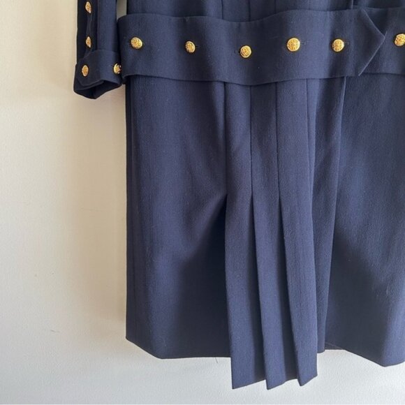 Vintage Chanel 80's Navy Maxi Pleated Dress Size 42 - Picture 7 of 13